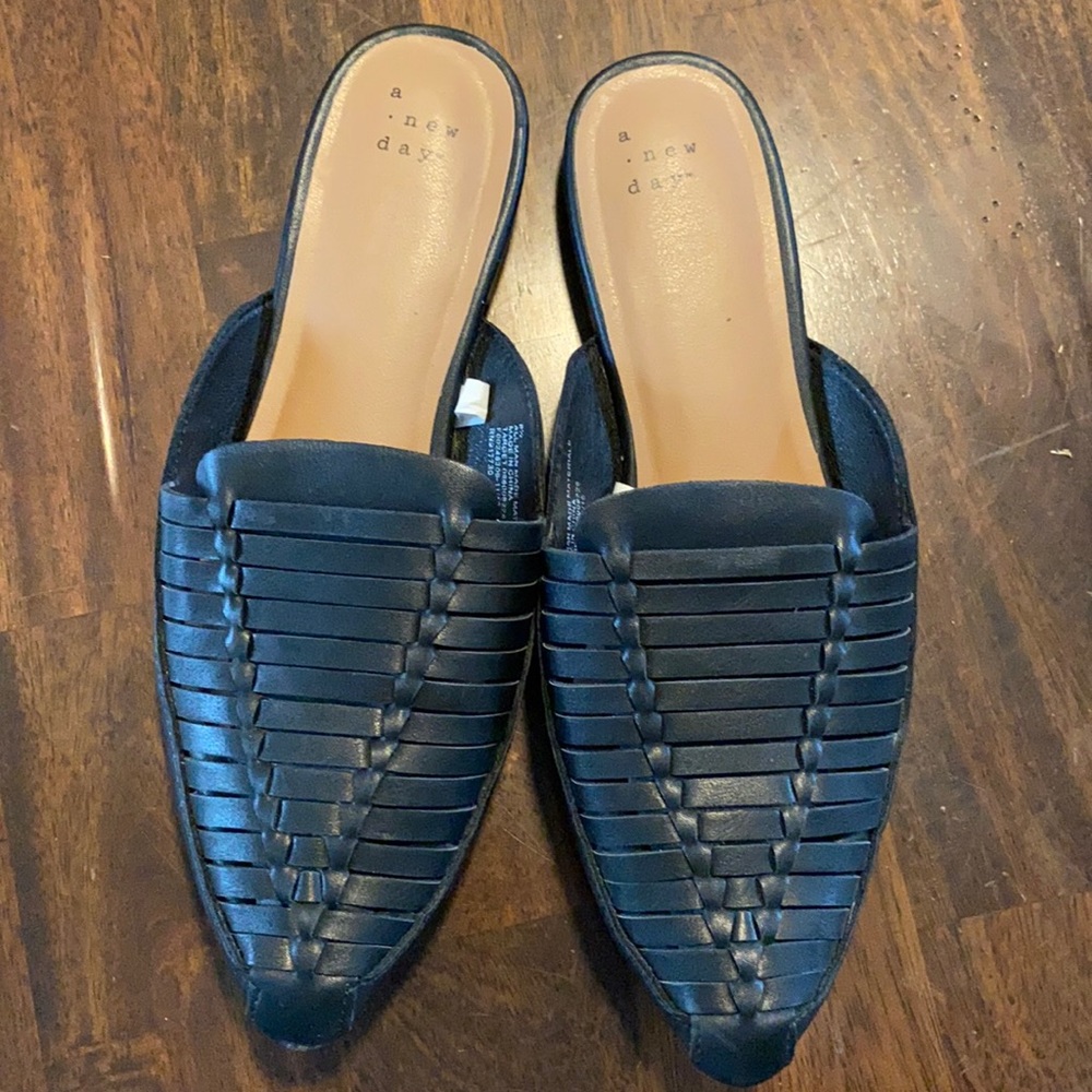 Black Woven Mules